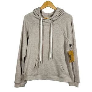 NEW! Chance or Fate LA Loose Knit Hooded Pullover Top Wheat Casual Handwarmer L